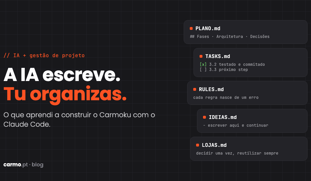 Gestão de projeto com IA: o que aprendi a construir o Carmoku